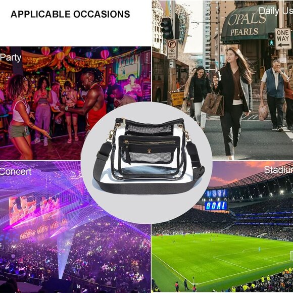 Clear Crossbody Bag Womens Stadium Approved Transparent Purse for Concerts - Picture 7 of 8